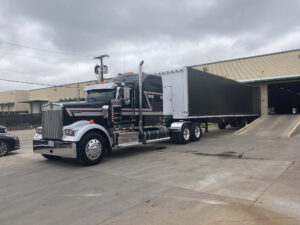 Maberry Trucking truck trailer load dock front view